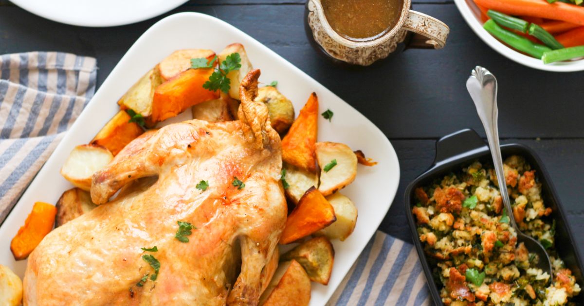 Roast Chicken with Stuffing & Homemade Gravy » A Little Bit Yummy